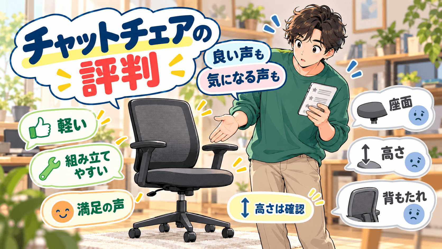 オフィスコム チャットチェア 口コミ 評判